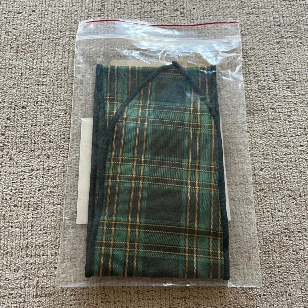 Longaberger Handle Tie Traditions Plaid Green Blue Cotton Basket Add-on 2438445